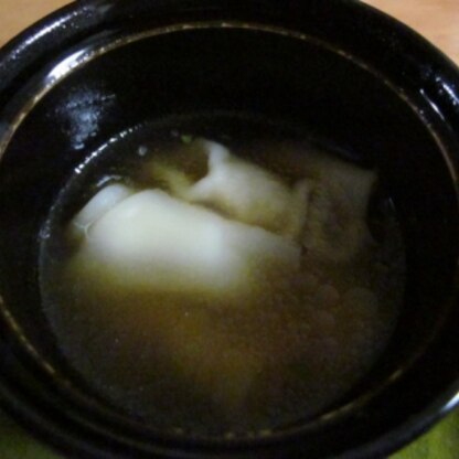 作ったワンタン、スープにしました♪おいしかったです(^^♪ごちそうさまでした。